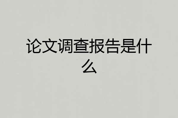 论文调查报告是什么