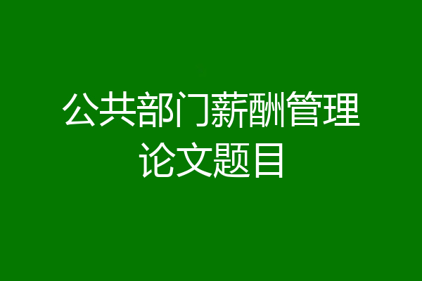 公共部门薪酬管理论文题目