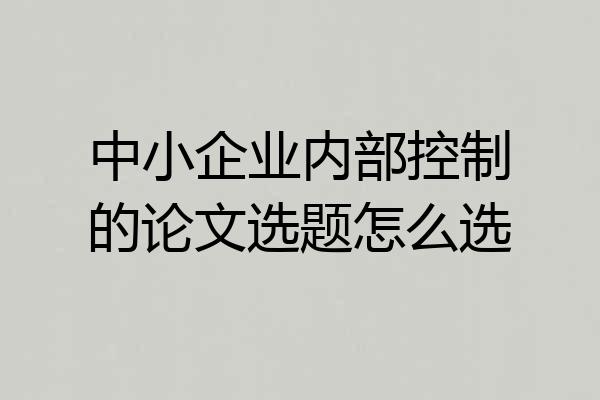 中小企业内部控制的论文选题怎么选