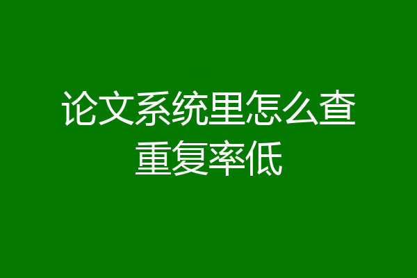 论文系统里怎么查重复率低
