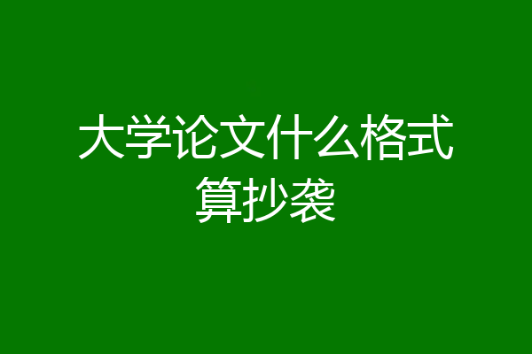 大学论文什么格式算抄袭