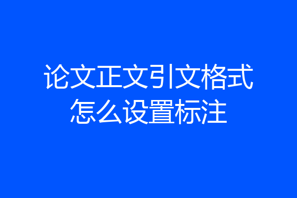 论文正文引文格式怎么设置标注