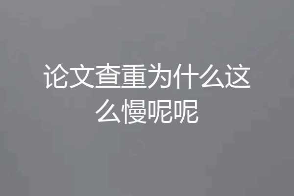 论文查重为什么这么慢呢呢
