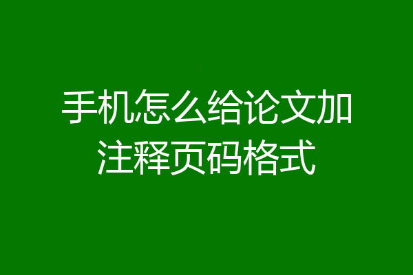 手机怎么给论文加注释页码格式