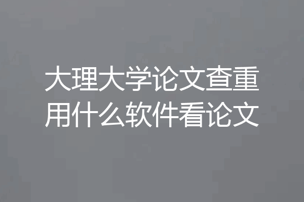 大理大学论文查重用什么软件看论文