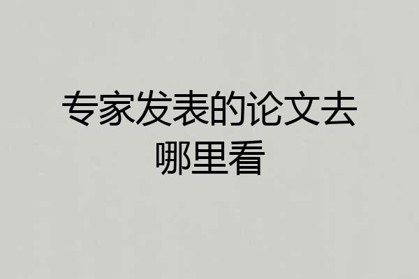 专家发表的论文去哪里看
