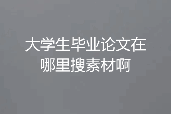 大学生毕业论文在哪里搜素材啊