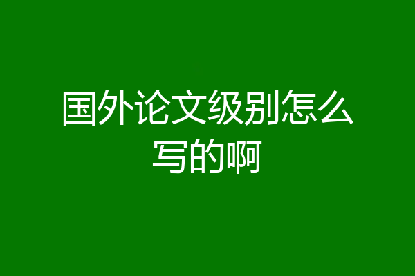 国外论文级别怎么写的啊