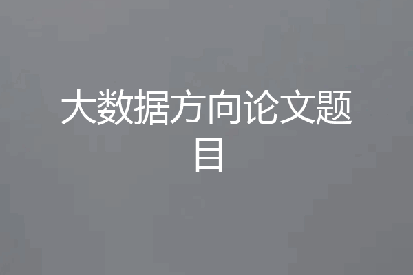 大数据方向论文题目