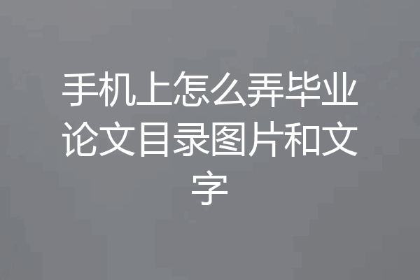 手机上怎么弄毕业论文目录图片和文字