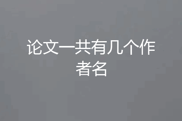 论文一共有几个作者名