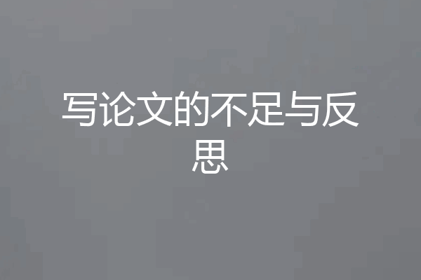 写论文的不足与反思
