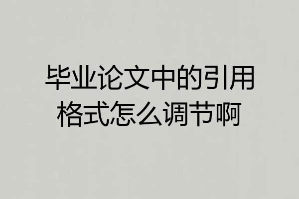 毕业论文中的引用格式怎么调节啊