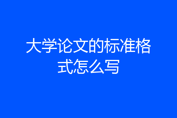 大学论文的标准格式怎么写
