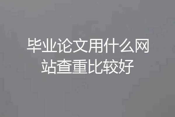 毕业论文用什么网站查重比较好