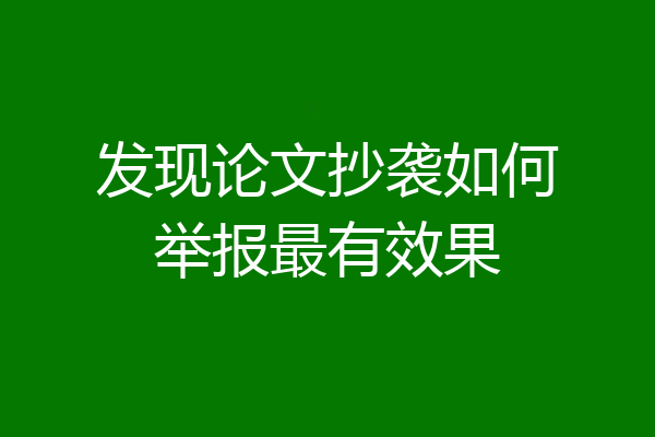 发现论文抄袭如何举报最有效果