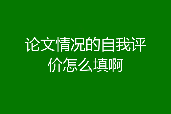 论文情况的自我评价怎么填啊