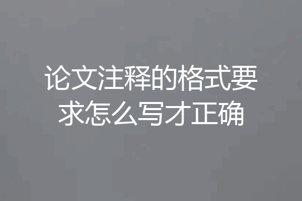 论文注释的格式要求怎么写才正确
