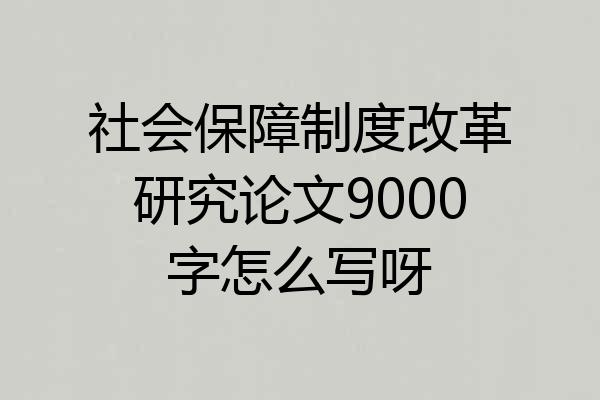 社会保障制度改革研究论文9000字怎么写呀