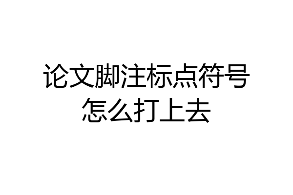 论文脚注标点符号怎么打上去