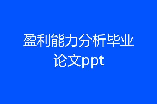 盈利能力分析毕业论文ppt