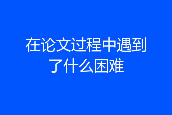 在论文过程中遇到了什么困难
