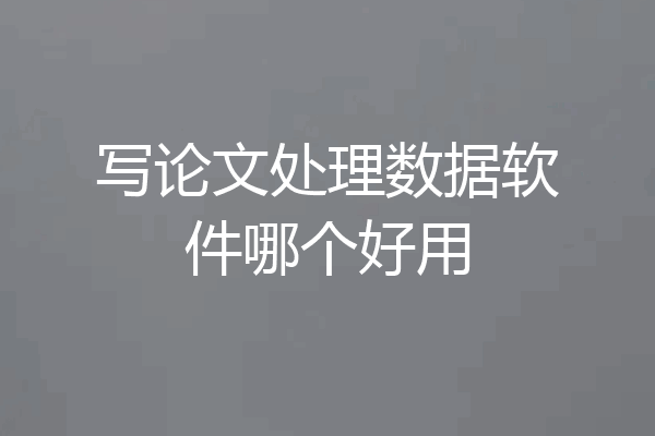 写论文处理数据软件哪个好用