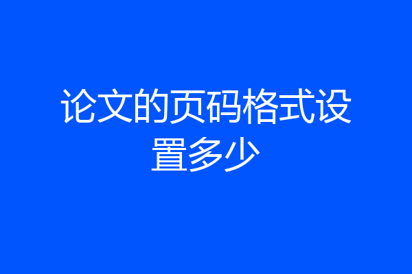 论文的页码格式设置多少