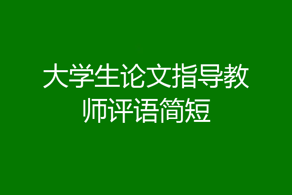 大学生论文指导教师评语简短