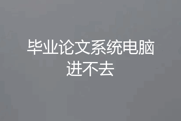 毕业论文系统电脑进不去