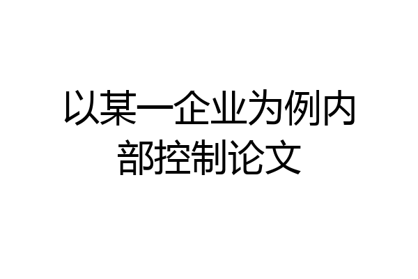 以某一企业为例内部控制论文