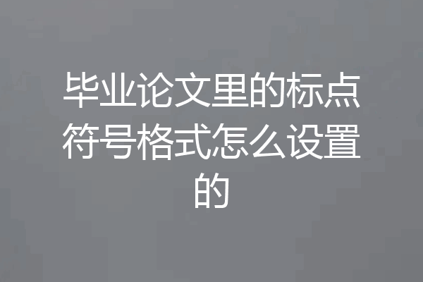毕业论文里的标点符号格式怎么设置的