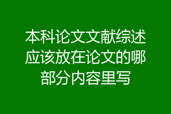本科论文文献综述应该放在论文的哪部分内容里写