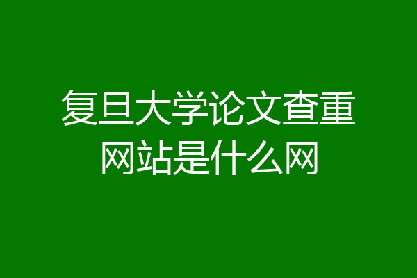 复旦大学论文查重网站是什么网