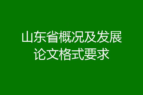 山东省概况及发展论文格式要求