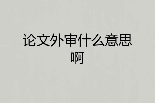 论文外审什么意思啊