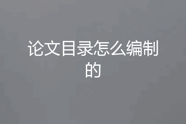 论文目录怎么编制的