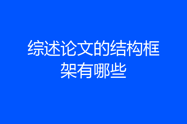 综述论文的结构框架有哪些