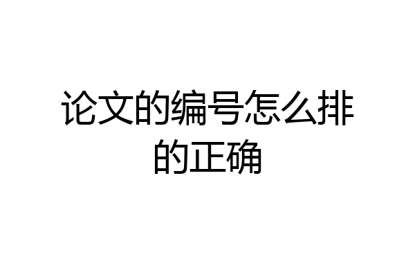 论文的编号怎么排的正确