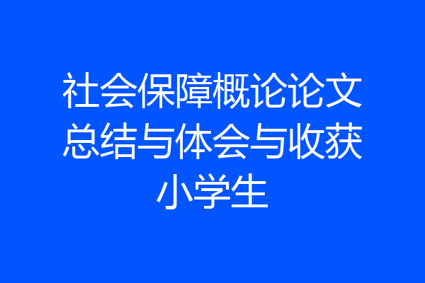 社会保障概论论文总结与体会与收获小学生
