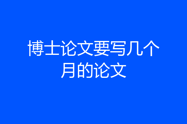 博士论文要写几个月的论文