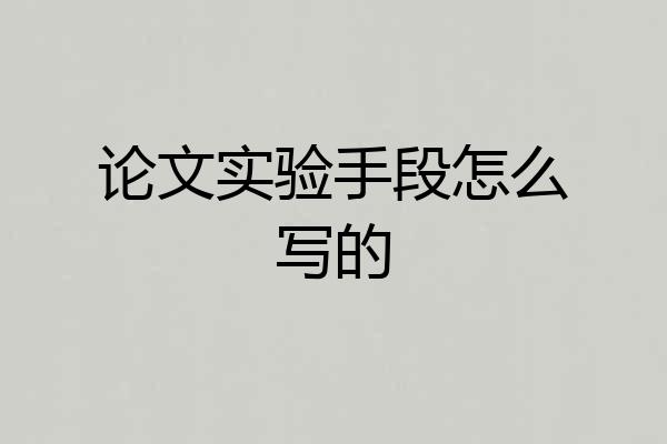 论文实验手段怎么写的