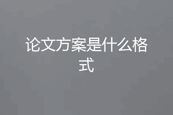 论文方案是什么格式