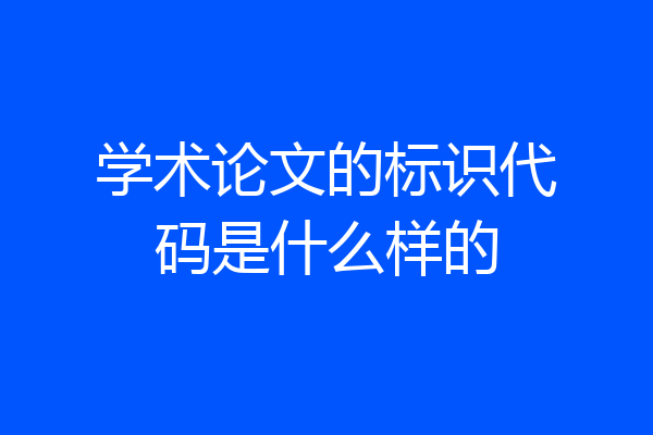 学术论文的标识代码是什么样的