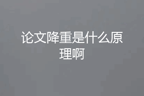 论文降重是什么原理啊