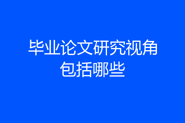 毕业论文研究视角包括哪些
