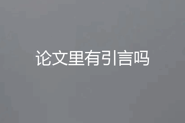 论文里有引言吗