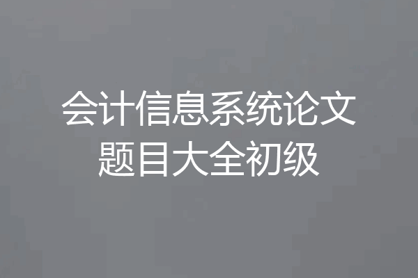会计信息系统论文题目大全初级
