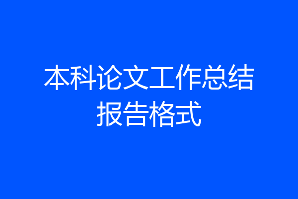 本科论文工作总结报告格式