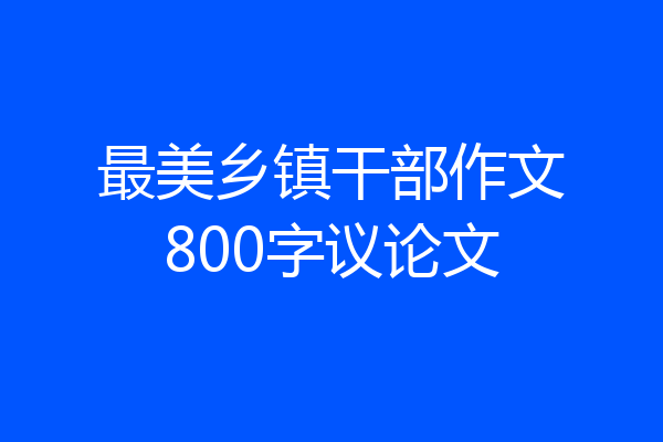 最美乡镇干部作文800字议论文